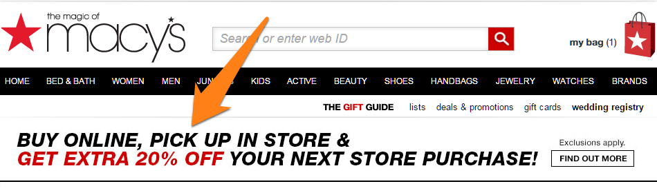 Macy's shipping policy is unique so is very easy to find