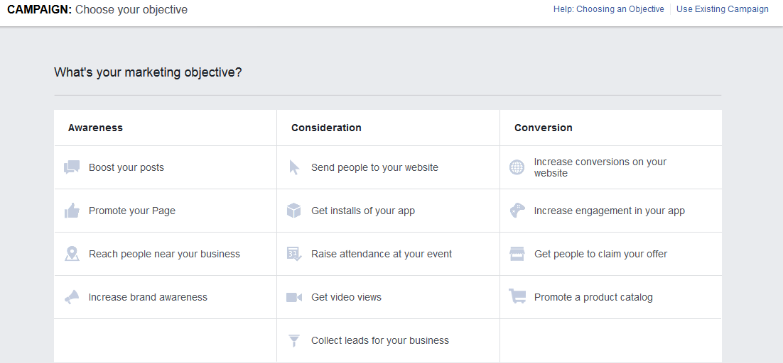 facebook ad objective