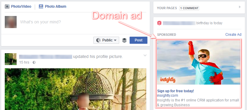 facebook domain ad