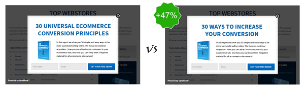 Test your copy to get even more lift from exit-intent popovers. Test your copy to get even more lift from exit-intent popovers.
