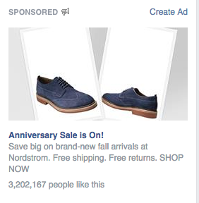 After leaving Nordstrom.com without purchasing an item, they decided to retarget me on Facebook.