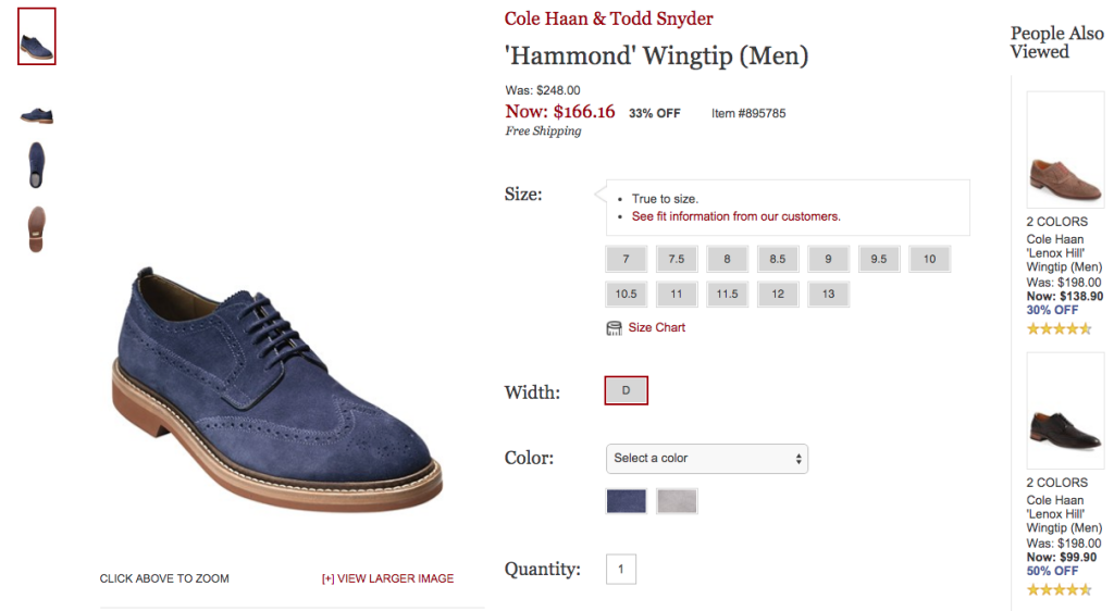 Nordstrom knew I was looking for a wingtip style shoe and have even recommended several pairs that are more affordable.