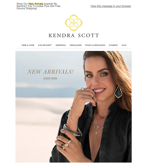 This is an email promo for Kendra Scott's new Mystic Bazaar collection.