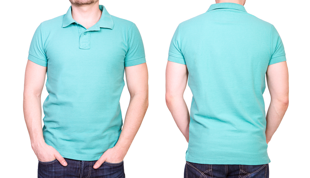 Use the word "cyan" to describe the color of this shirt, not just "blue"