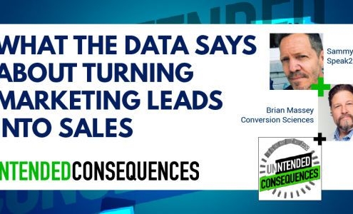 What the data says about turning marketing leads in to sales. Pictures of Sammy James of Speak 2 Leads and Brian Massey of Conversion Sciences