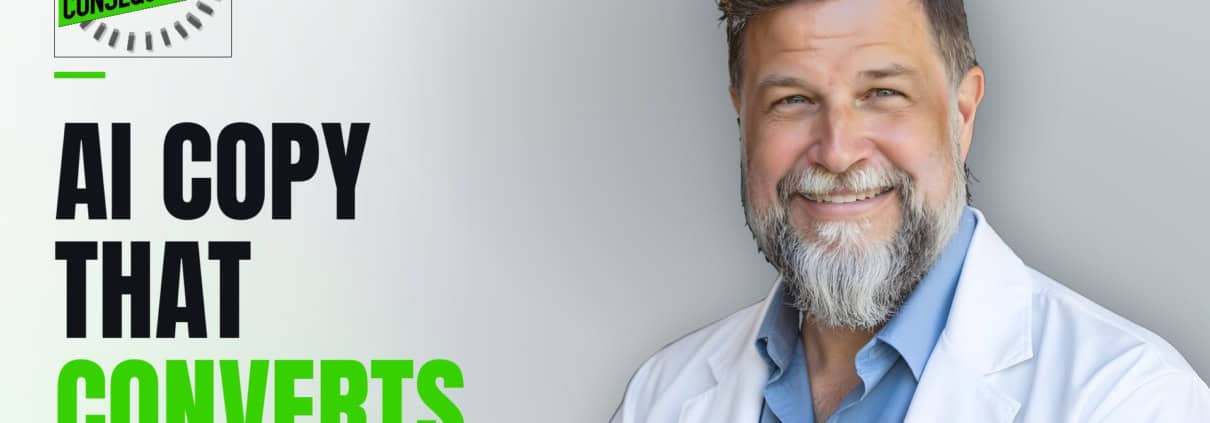 A picture of host Brian Massey and the words "AI COPY THAT CONVERTS. Write for 4 buyer types"