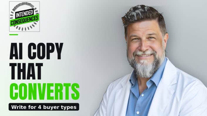 A picture of host Brian Massey and the words "AI COPY THAT CONVERTS. Write for 4 buyer types"