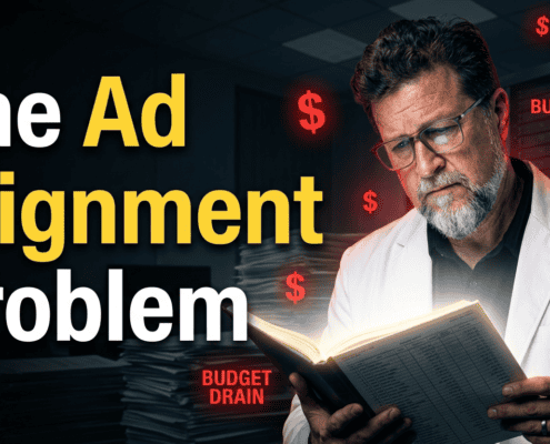 Brian Massey reading a book. The title says "The Ad Alignment Problem"