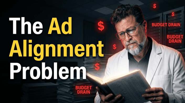 Brian Massey reading a book. The title says "The Ad Alignment Problem"
