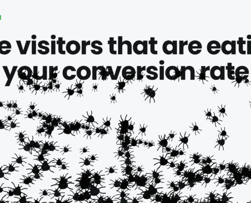 "The visitors that are eating your conversion rate" with bugs attacking the words "your conversion rate"
