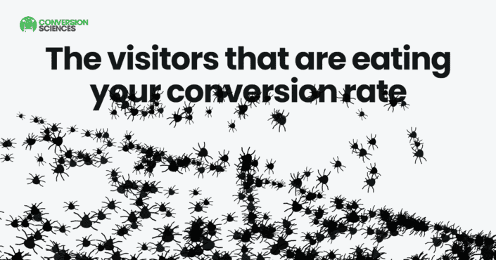 "The visitors that are eating your conversion rate" with bugs attacking the words "your conversion rate"