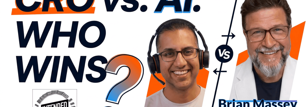 CRO vs. AI. Who Wins? Images of Sahil Patel and Brian Massey