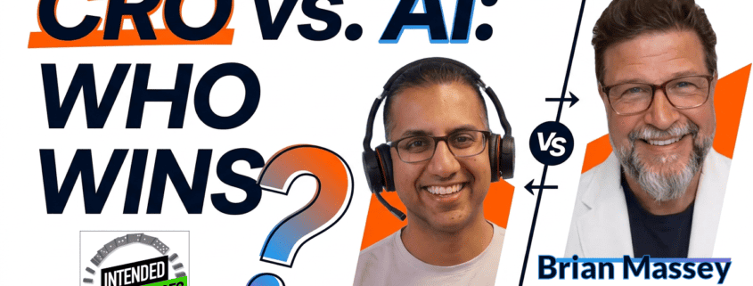 CRO vs. AI. Who Wins? Images of Sahil Patel and Brian Massey