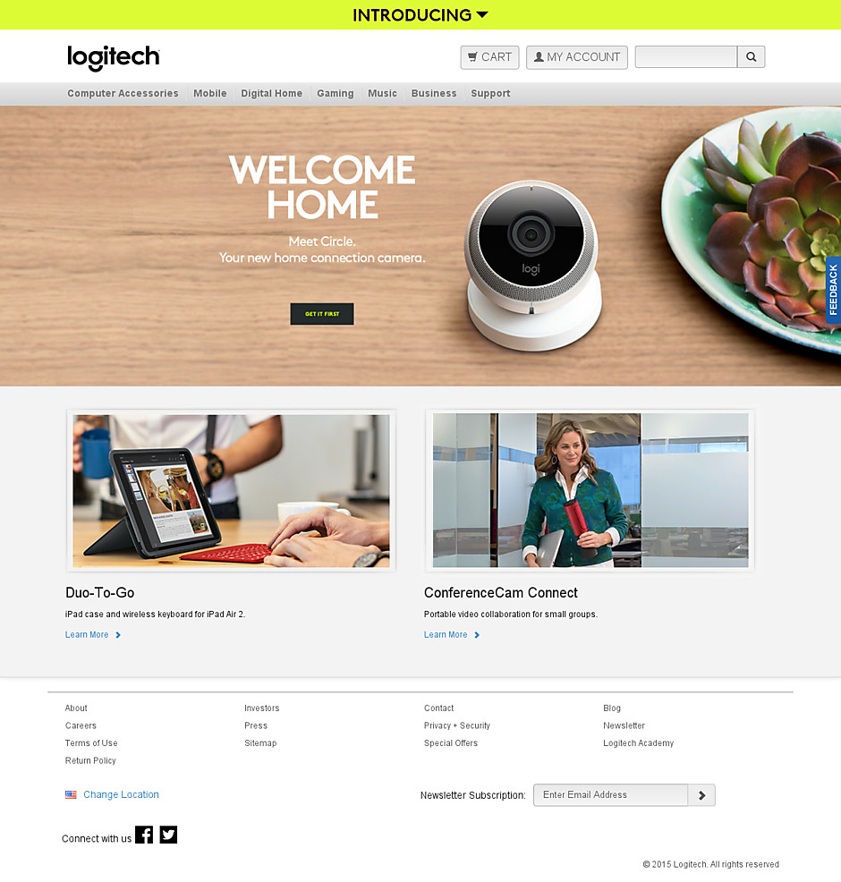 Logitech's original, more traditional homepage