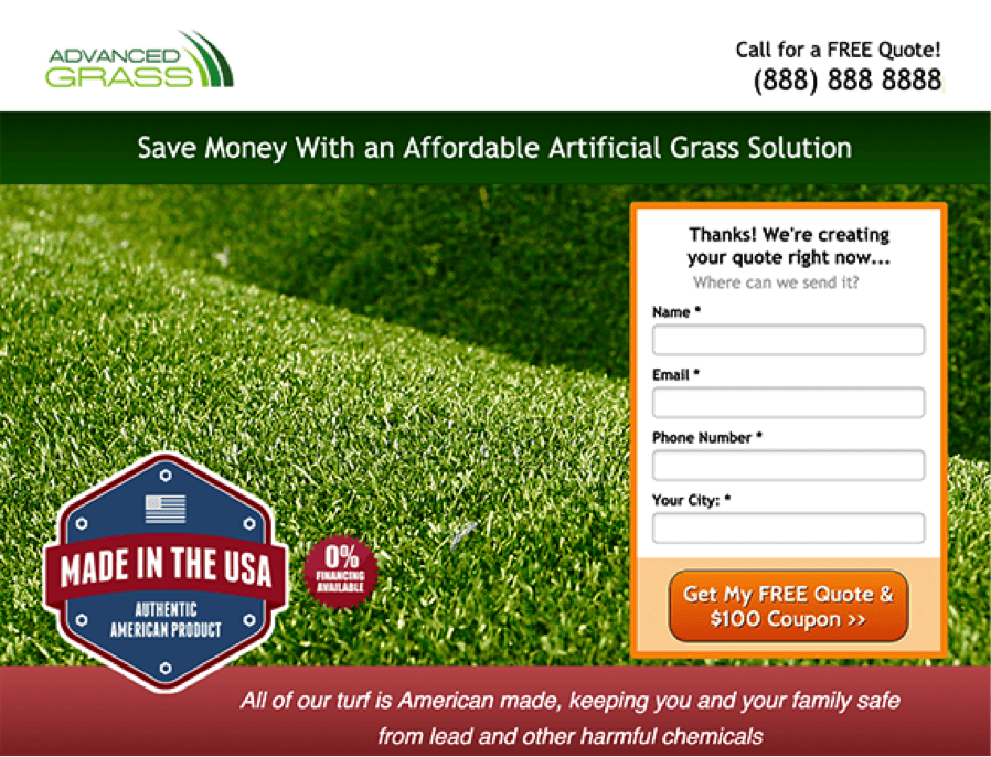 Version A: A single-step lead generation form. Version A: A single-step lead generation form.