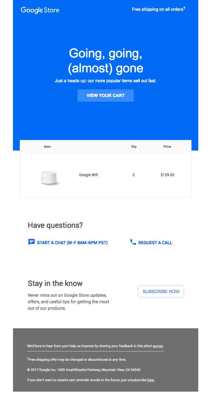 Google uses cart abandonment emails, tool. Google uses cart abandonment emails too