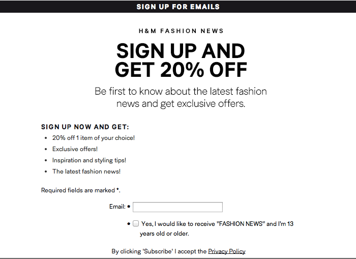 Thank You Page Email Signup