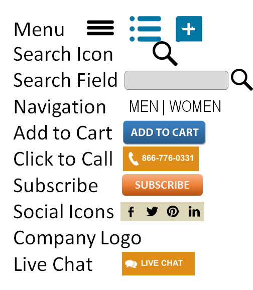 Elements to test in sticky header and footer Elements to test in sticky header and footer