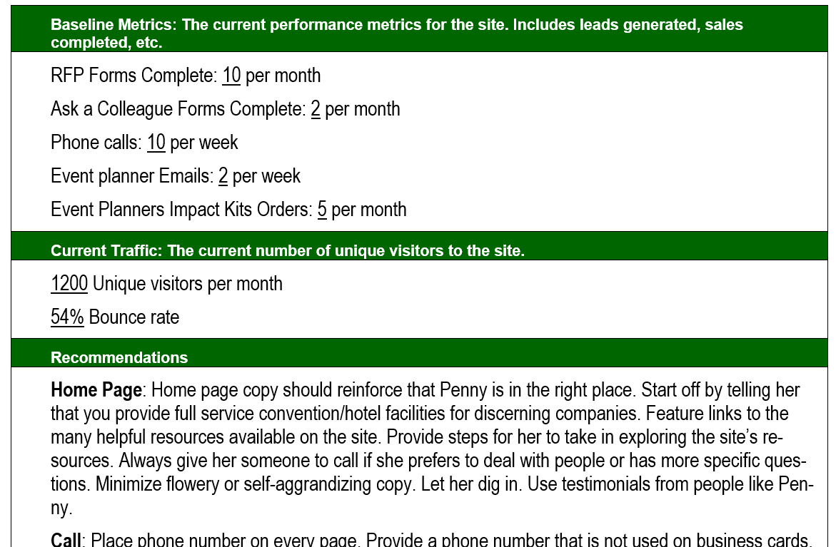 Baseline metrics and recommendations can be drawn from this kind of user persona. Baseline metrics and recommendations can be drawn from this kind of user persona.