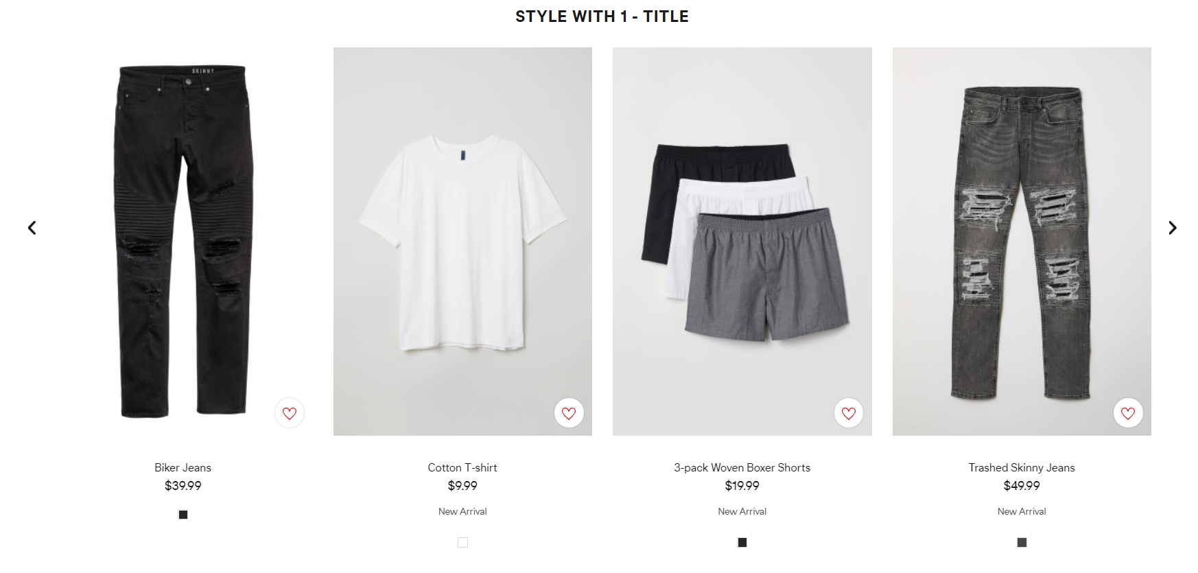 H&M uses a scrolling list of recommended product pairings. H&M uses a scrolling list of recommended product pairings.